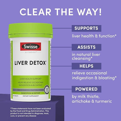 Swisse Milk Thistle Liver Cleanse Detox & Repair | Liver Detox & Liver Support | Milk Thistle + Turmeric + Artichoke Extract | Dose for Your Liver | 180 Liver Pills