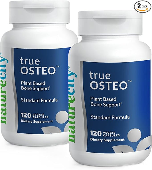 NatureCity True-Osteo Plant-Based Supplement for Bone Strength | AlgaeCal Calcium & Magnesium, Plant-Based Vitamin D3, Vitamin K2, Silicon| Gentle on Stomach (240 Capsules)