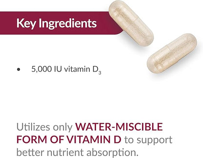 Bariatric Advantage Vitamin D3 5,000 IU - Bariatric Vitamin D Capsules - Water-Miscible - Bone Strength Support* - Easy Swallow Capsule - 180 Count