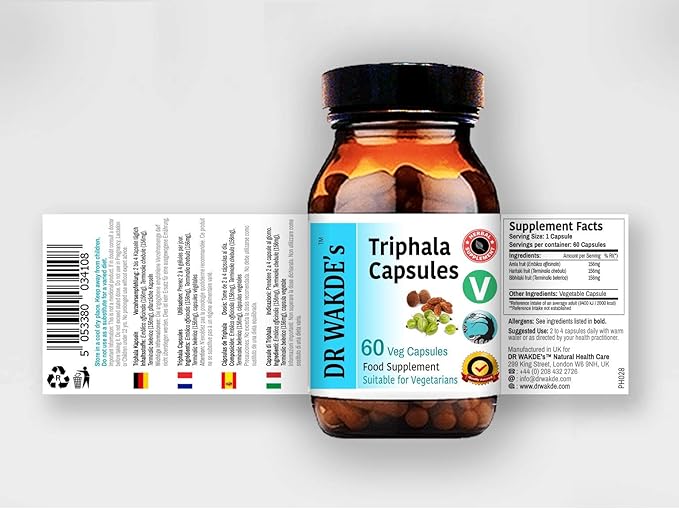 DR WAKDE'S Triphala Capsules (60 Veg Caps, Plant-Based Supplement, Ayurvedic Herb, All Natural, Vegan)