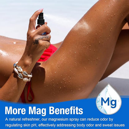 Magnesium Spray, Pure Magnesium Oil Spray for Feet, Organic Natural Ingredient in Glass Bottle, Easy to Absorb and Use