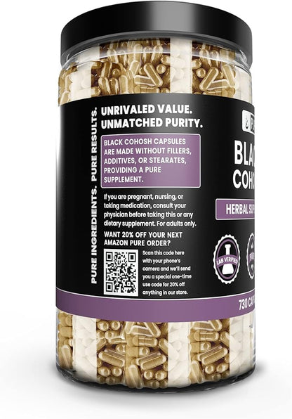 Pure Original Ingredients Black Cohosh (730 Capsules) No Magnesium Or Rice Fillers, Always Pure, Lab Verified