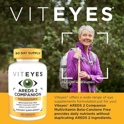 Viteyes Classic AREDS 2 Companion Beta-Carotene Free Multivitamin Supplement, Comprehensive Multivitamin Formula for AREDS 2 Users, 90 Caplets