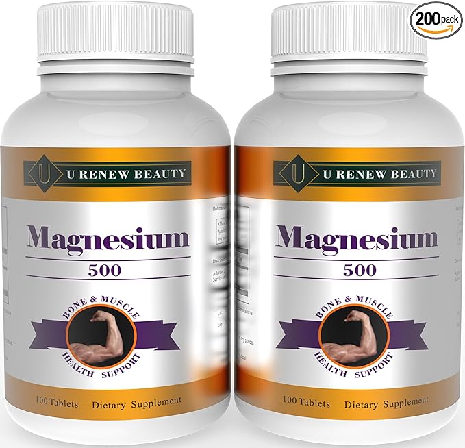 Magnesium 460mg Supplement,Magnesium Oxide Flakes for Muscle, Heart, Bone and Nerve Health Support,Coated Tablets,Non-GMO Ingredients,100 Servings (Pack of 2) 200 Day Supply