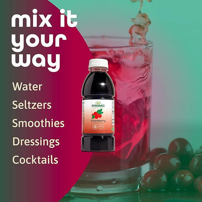 Dynamic Health Pure Cranberry Unsweetened 100% Juice Concentrate, Natural Antioxidant Supplement, No Additives, No Added Sugar, No Preservatives, 16 Servings, 16oz