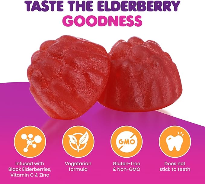 DR. MORITZ Elderberry Gummies for Kids & Toddlers - Immune System Booster- Health Support with Black Sambucus Elderberries Extract - Herbal Immunity Boost Supplement