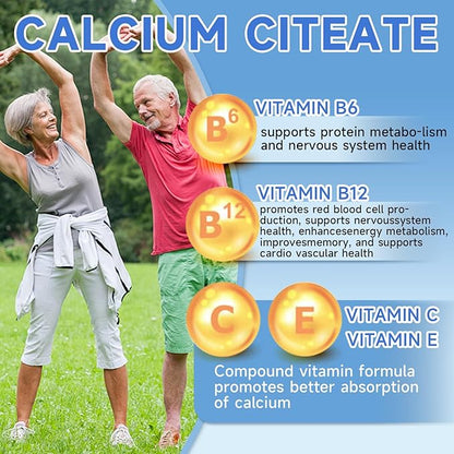 Calcium Citrate Gummies, Chewable Calcium Citrate 1200mg with Vitamin D3 & K2, Magnesium, Zinc for Women & Men, Supports Bone & Muscle Health, Boosts Immunity, Sugar-Free,Gluten-Free, Vegan, 60 Count