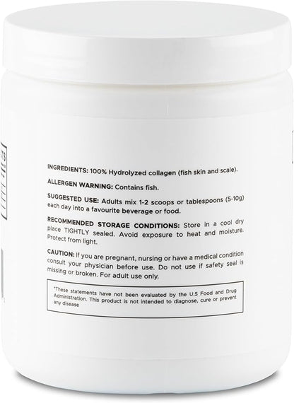 DeepMarine Collagen 100% Canadian Made Collagen Peptides, Wild-Caught Collagen Powder, Hydrolyzed Marine Collagen - 30 Day Supply - Gluten-Free, Tasteless, Odourless, Keto and Paleo Friendly
