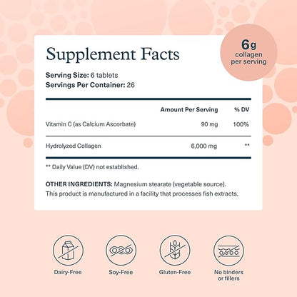 Youtheory Advanced Collagen - 6,000 mg - with Vitamin C - for Hair, Skin & Nails* - Collagen Supplements for Women and Men - 160 Tablets