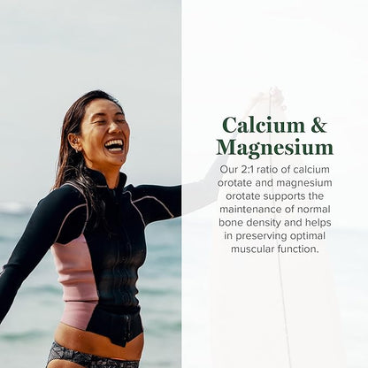 Global Healing Calcium and Magnesium Orotate - Bone Strength Supplement for Women and Men - Helps Support Strong Teeth and Cardiovascular Health for Normal Muscle Function - 120 Capsules
