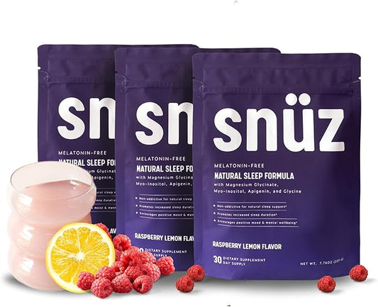 Natural Sleep Support Supplement with Magnesium Glycinate, Myo-Inositol, Apigenin & Glycine, Melatonin Free, Sleep Aid for Adults, Non GMO, Gluten Free, Vegan, Raspberry Lemon Flavor, 90 Svgs