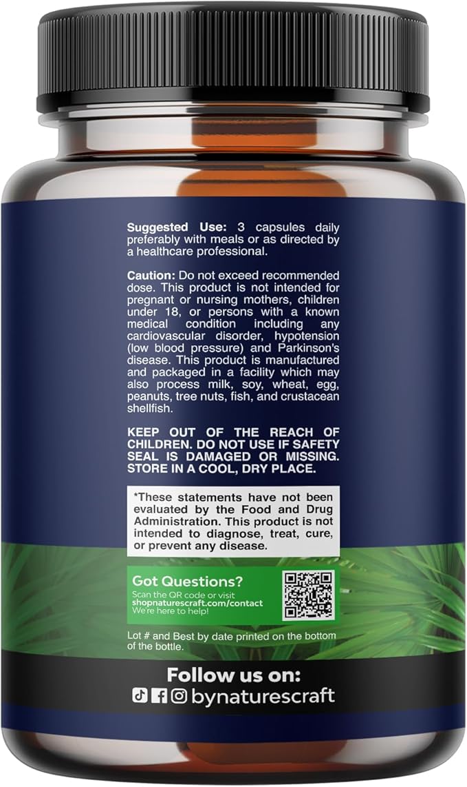 Herbal Prostate Supplement for Men - Potent Pygeum and Saw Palmetto Extract with Beta Sitosterol & Green Tea for Urinary Tract Support - Male Health Blend for Frequent Urination - 90 Capsules