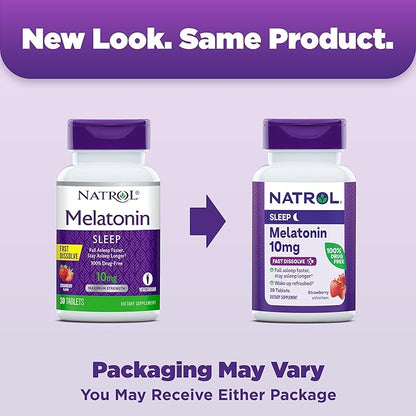 Natrol Sleep Melatonin 10mg Fast Dissolve Tablets, Nighttime Sleep Aid for Adults, 30 Strawberry-Flavored Melatonin Tablets, 30 Day Supply (Pack of 4)