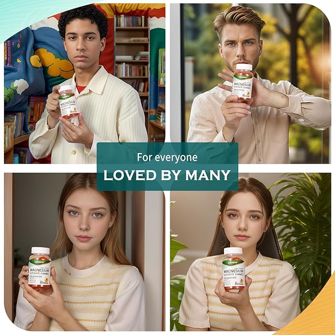 Magnesium Glycinate Gummies 1000mg - Sugar Free Magnesium Potassium Supplement with Vitamin D, B6, CoQ10 for Calm Mood & Sleep Support - 120 Orange Gummies