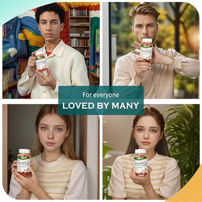 Magnesium Glycinate Gummies 1000mg - Sugar Free Magnesium Potassium Supplement with Vitamin D, B6, CoQ10 for Calm Mood & Sleep Support - 60 Orange Gummies