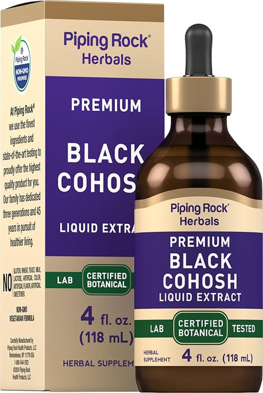 Piping Rock Black Cohosh Root Liquid Extract | 4 Fl Oz | Alcohol Free Tincture | Vegetarian, Non-GMO, Gluten Free