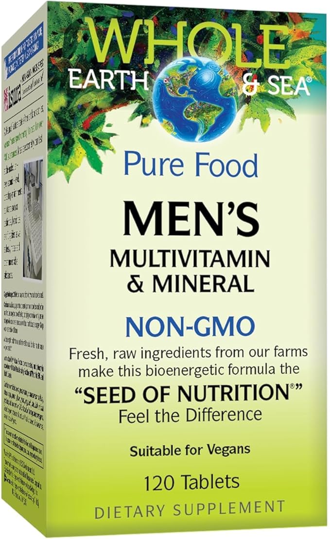 Natural Factors Whole Earth & Sea Men's Multivitamin & Mineral, 1 Serving Contains Nutrition Equivalent to ½ lb of Veggies, 120 Tablets