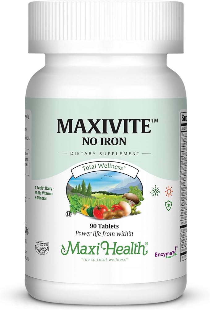 MaxiVite - No Iron - One a Day Multi Vitamin, 90 Tabs - Gluten Free - Kosher