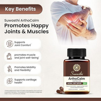 Arthocalm Capsule Boswellia & Bromelain Supplement for Men & Women, Ayurvedic Blend with Turmeric, Black Pepper & Ginger that May Support your Joints, Non-GMO, Gluten Free & Vegan 60 Capsules