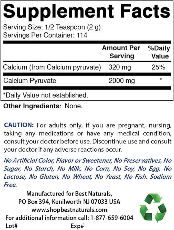 Calcium Pyruvate Powder 8 OZ & Zinc Gluconate 50mg