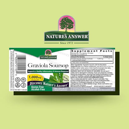 Nature's Answer Graviola Soursop Extract Alcohol Free 1 Ounce Extract