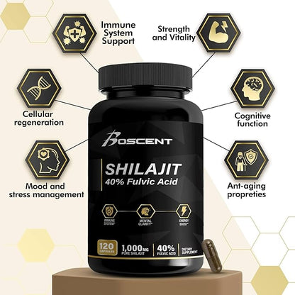 Shilajit Capsules 20,000mg – Pure Himalayan Shilajit for Men & Women – Organic Fulvic Acid Supplement with 85+ Trace Minerals – High Potency Natural Energy & Vitality Support – 120 Vegan Capsules