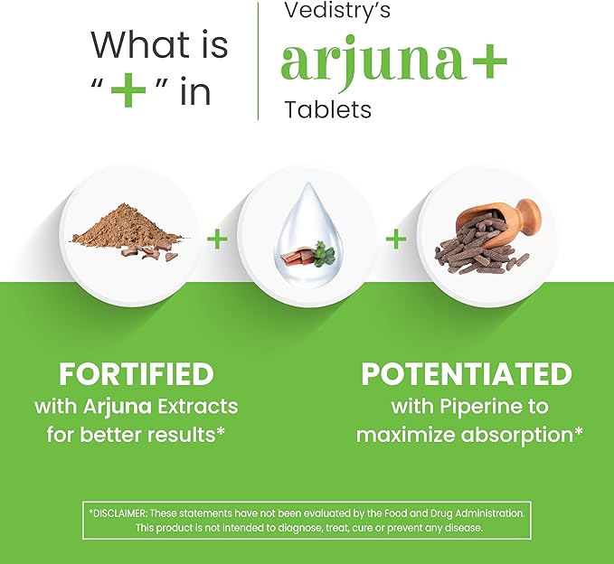 Arjuna+ 1100mg Tablets with Arjuna & Long Pepper | Cardiovascular Support, Heart Health & Blood Pressure Maintenance | Vegan Herbal Supplement Antioxidant-Rich | 60 Tablets | Pack of 1