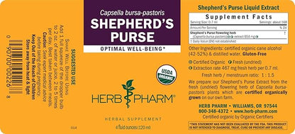 Herb Pharm Certified Organic Shepherd's Purse Liquid Extract - 4 Ounce