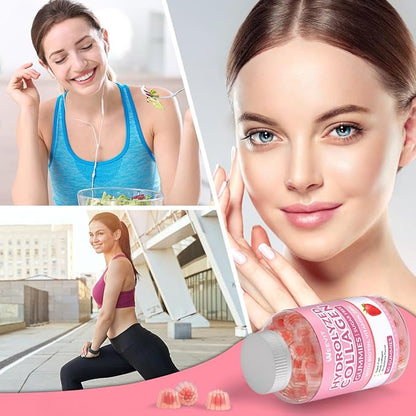 Collagen Gummies for Women, Hydrolyzed Collagen Peptides Gummies with Biotin, Collagen Supplements Gummy with Vitamin B12, C, D, Zinc for Hair Skin Nail