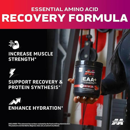 MuscleTech Platinum Essential Amino Acids Supplement with Electrolytes, Fruit Punch - Pre-Workout Powder for Energy, Muscle Growth & Strength Builder - EAA Complex for Men & Women - 30 Servings