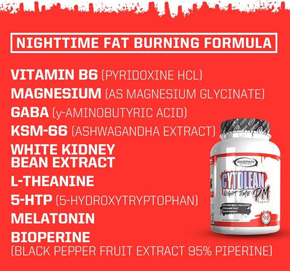 Gaspari Nutrition Cytolean PM: Nighttime Fat Burner with Melatonin Sleep Support, Stress Reduction, Stimulant Free, Vegan Friendly (90 Capsules)