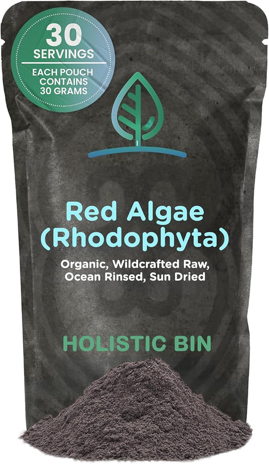 Holistic Bin Red Marine Algae Powder Gigartina and Dumontiacea Red Algae Supplements | Gluten Free, Vegan, Wild Harvested | Rich in Vegan Omega 3 (30 Grams)