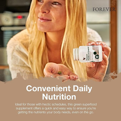 Forever Living - Fields of Greens, Green Superfood Supplement with Barley Grass, Wheat Grass, and Alfalfa to Cleansing and Alkalizing, 80 Tablets