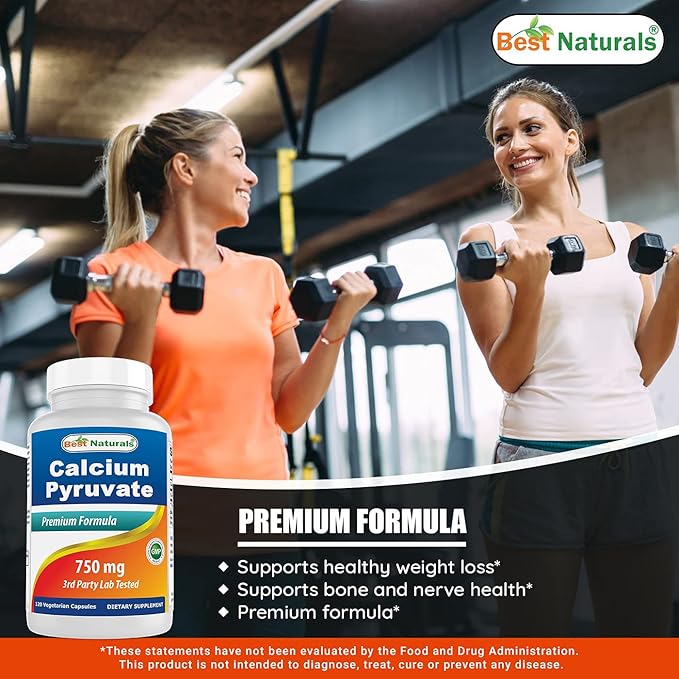 Calcium Pyruvate 750 mg 120 Capsules by Best Naturals (Pack of 3)