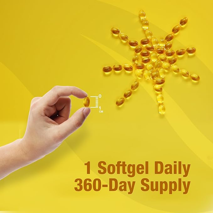 ORZAX Vitamin D3 2000 iu (50 mcg) – Non-GMO, Gluten Free, Sugar Free, Dairy Free – 1 Year Supply for Strong Muscle Function and Immune Support – Mood Supplement for Wellness (360 Softgel)