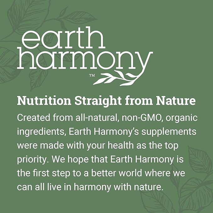 Earth Harmony Organic Turkey Tail Mushroom Capsules (1200mg Pure Extract) - Superfood Mushroom Supplement Helps Support Brain Health - Premium Powder Extract - 120 Capsules (2-Month Supply)