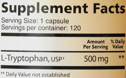 Lidtke Technologies L-Tryptophan Capsules, 120 Count