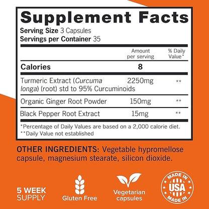 Qunol Turmeric Curcumin with Black Pepper & Ginger, 2400mg Turmeric Extract with 95% Curcuminoids, 105 Count + Fish Oil Omega 3 Mini Softgels, 1000mg Omega 3 EPA + DHA, 3 Month Supply, 180 Count