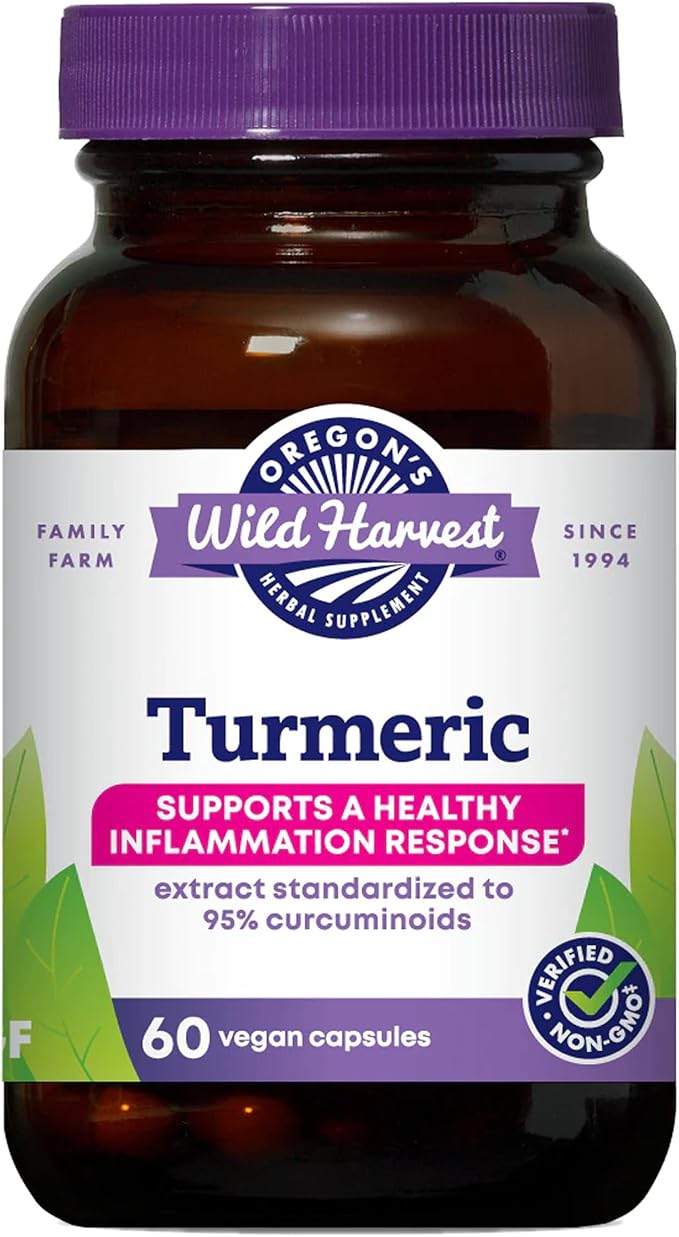 Oregon's Wild Harvest, Turmeric Curcumin Supplement Vegan Capsules with BioPerine 1350 MGS, 60 Count