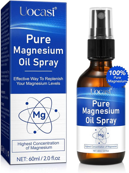 Pure Magnesium Oil Spray, Organic Magnesium Spray for Feet, Nourish The Skin, Unclog Pores, Alleviate Hair Loss, 2 Oz