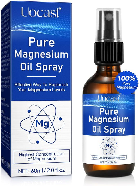 Pure Magnesium Oil Spray, Organic Magnesium Spray for Feet, Nourish The Skin, Unclog Pores, Alleviate Hair Loss, 2 Oz