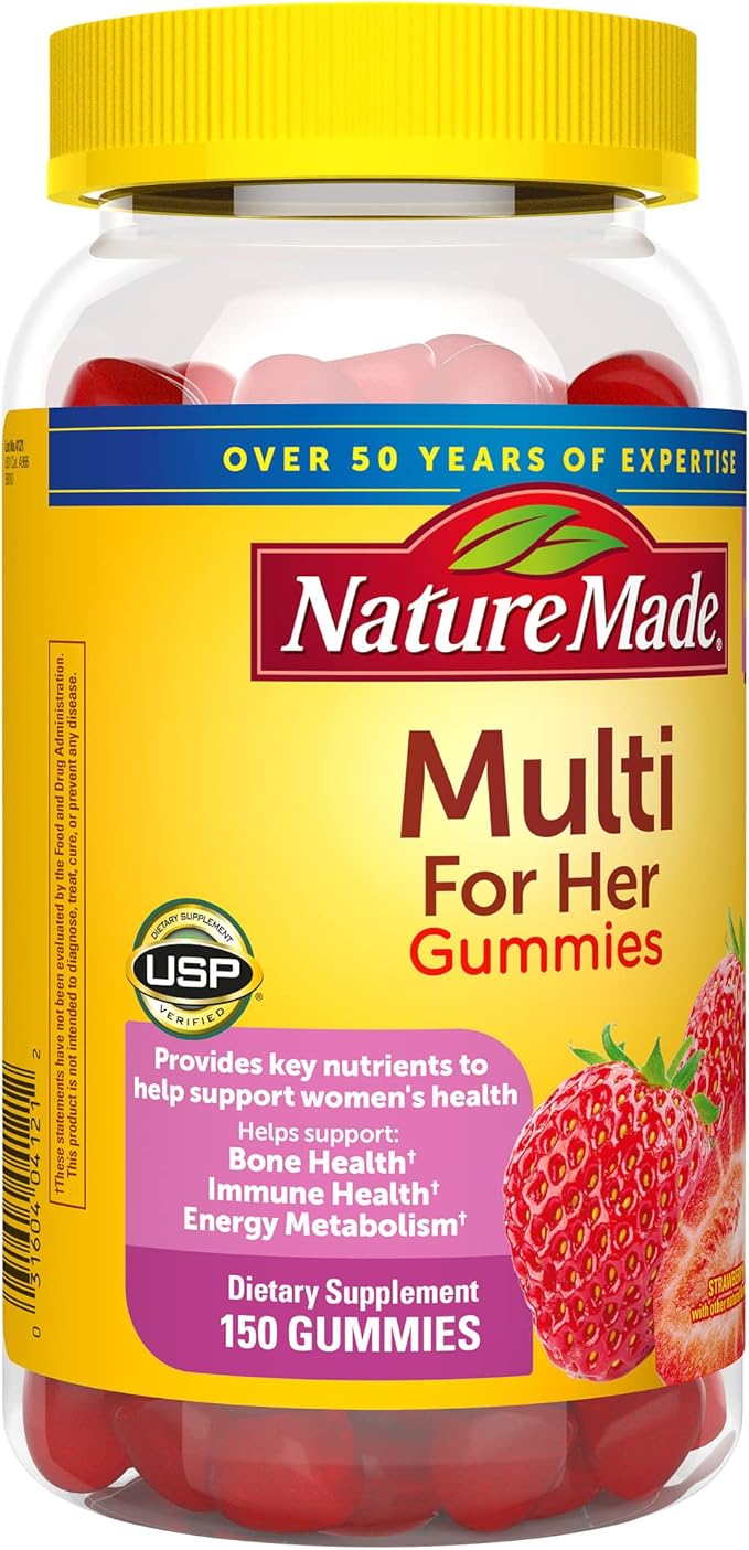 Nature Made Multivitamin For Her, Womens Multivitamin for Daily Nutritional Support, Multivitamin for Women, 150 Gummies, 75 Day Supply