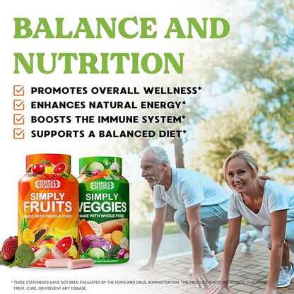 Simply Nature's Pledge -Packed with 42 Different Fruits & Vegetables - Made with Whole Food Superfoods - with Aloe Vera – 100% Soy Free -2 Month Supply- 180 Count (Pack of 2)