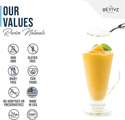 Revive Naturals Multi Collagen Hydrolyzed Protein Powder (16oz) - Types I, II, III, V & X - Grass Fed Bovine, Wild Caught Marine, Free Roaming Chicken & Eggshell Collagen Peptides,