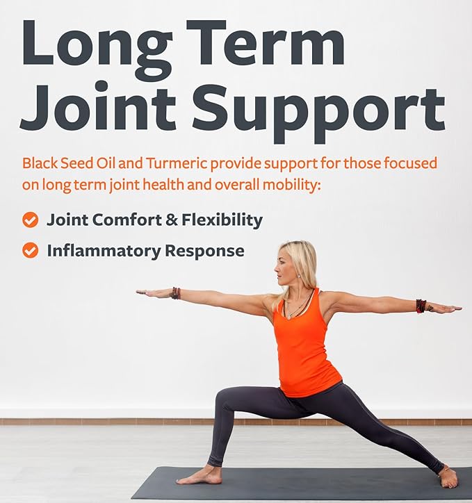 Black Seed Oil & Turmeric Supplement - 1400mg - 60 Liquid Capsules (Non-GMO & Vegan) - Natural Support for Healthy Joints and with Enhanced Curcumin Absorption