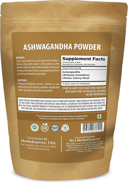 Ashwagandha Powder 454g I Winter Cherry, Non-GMO, Vegan, Gluten-Free I Ayurvedic Stress-Buster Supports Energy Booster, Vitality & Rejuvenator Overall Wellness