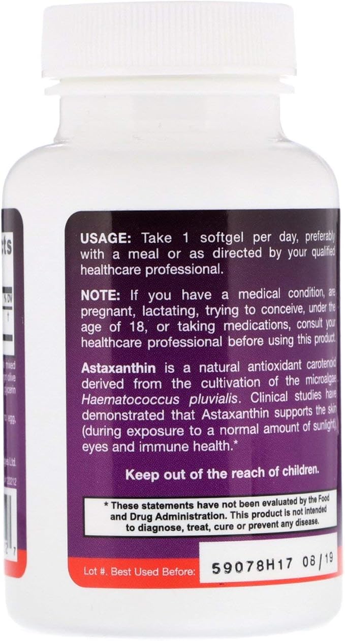 Jarrow Formulas® Astaxanthin 12 mg, Dietary Supplement, Antioxidant Support for Immune and Eye Health, 60 Softgels, 60 Day Supply
