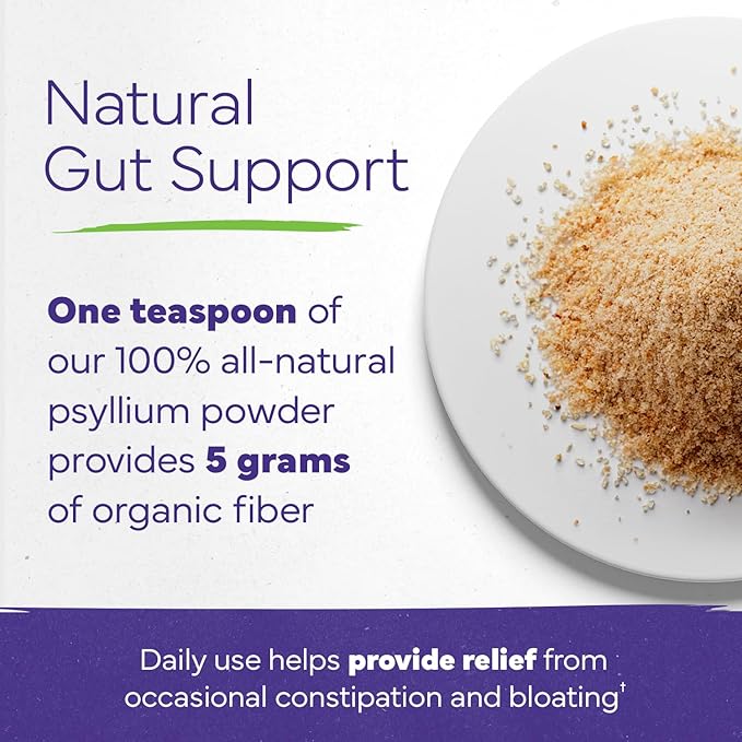 Konsyl Organic Psyllium Husk Powder, 5g of Plant Based Soluble Fiber per Serving – USDA Organic, Non-GMO, Gluten Free, Sugar Free, Vegan, 12 Ounce (Pack of 1)