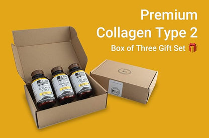 3 Pack Collagen Pills Type 2 for Joint and Cartilage Support - Grass Fed Beef Collagen Hydrolyzed Type 2 Capsules with Vitamin C and Hyaluronic Acid