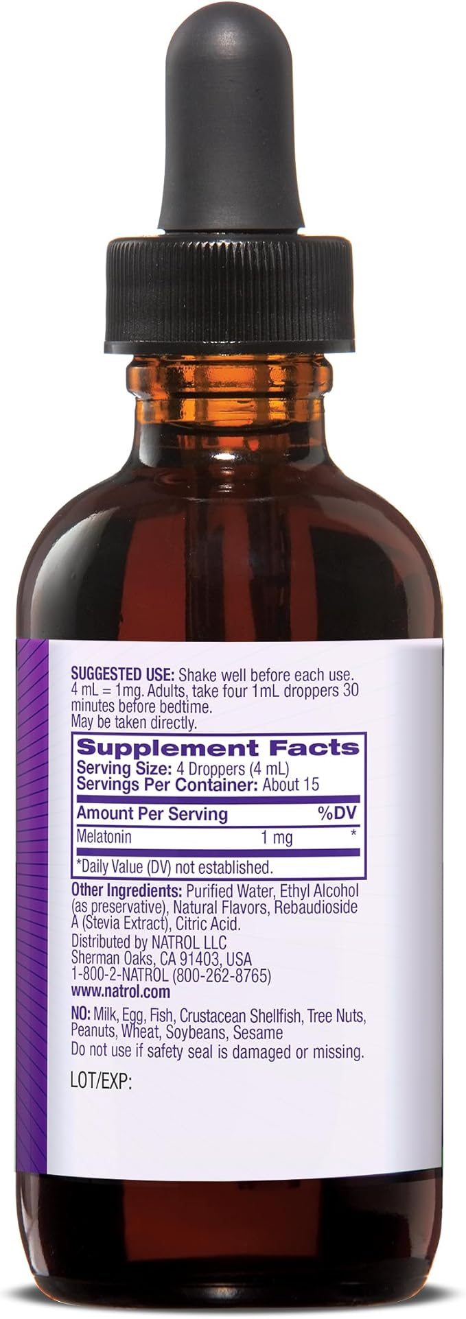Natrol Liquid Melatonin 1mg, Berry-Flavored Dietary Supplement for Restful Sleep, 2 Fl Oz, 15 Servings